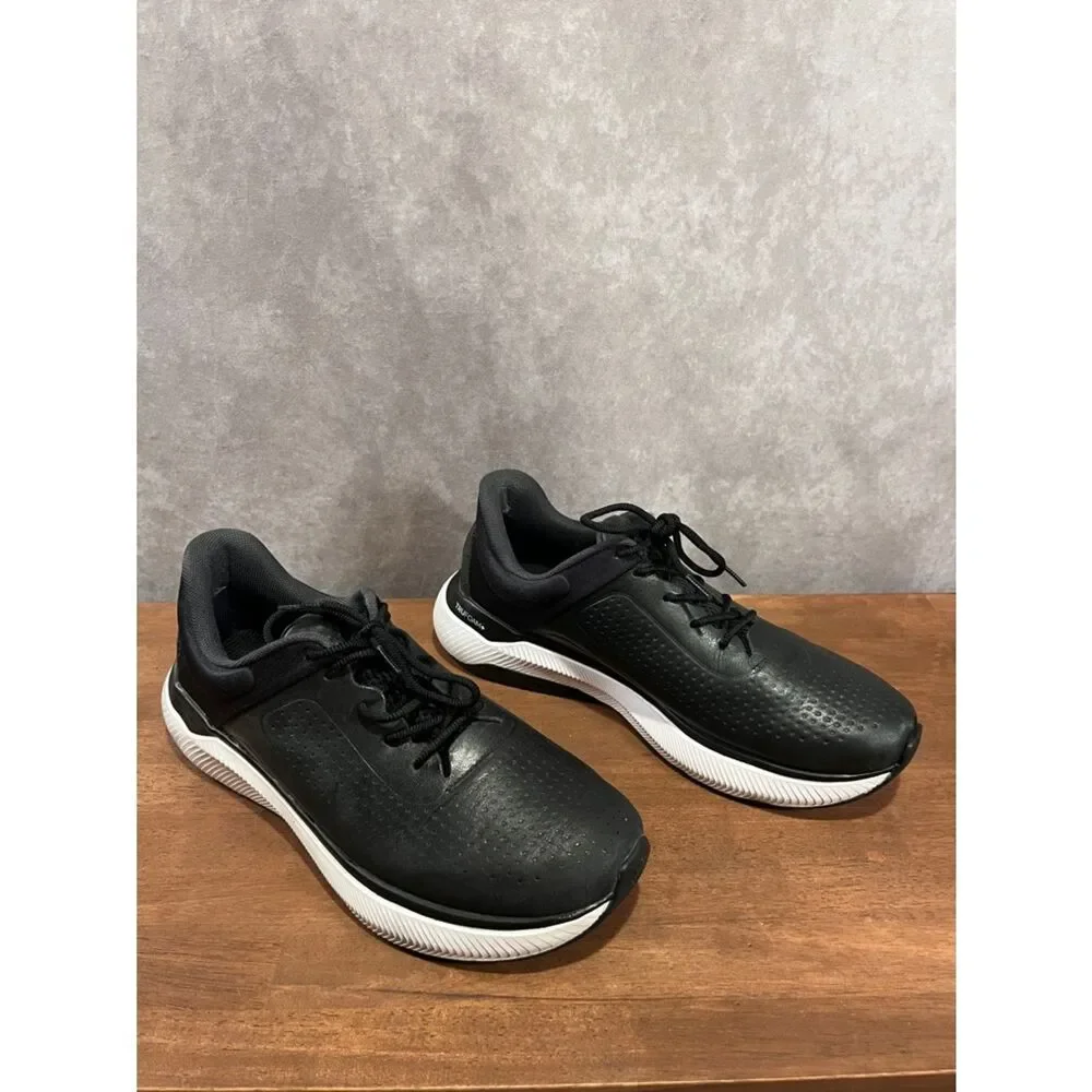 Johnston & Murphy Black Leather Athletic Sneakers with White Sole size 9.5